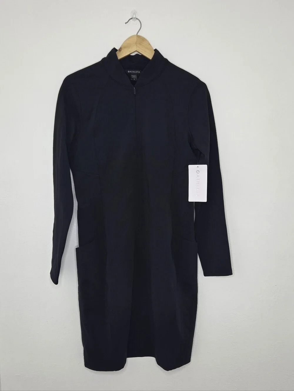 Athleta Delancey Skyline Mocked Neck Long-Sleeve Black Dress